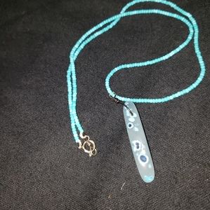 Dyed agate necklace.  blue